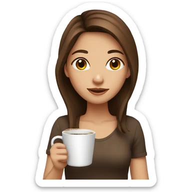girl with brown hair and coffe  sticker