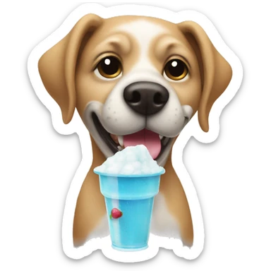 dog holding a slushie sticker