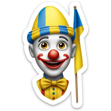 Clown with a Ukrainian flag  sticker