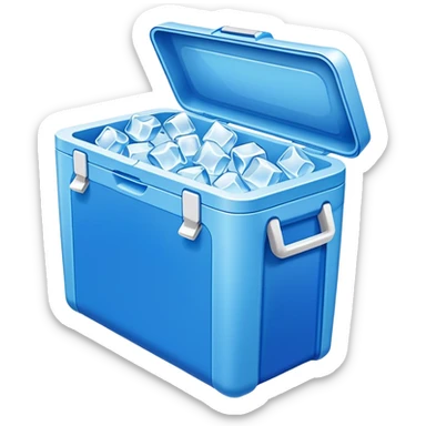 a blue cooler with ice in it sticker