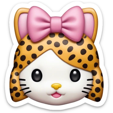 Hello kitty wearing a cheetah print bow sticker