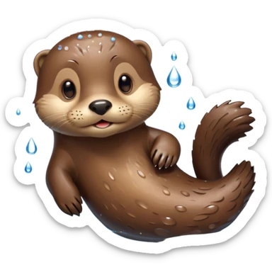 swimming otter sticker