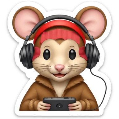 the mouse wearing headphone sticker