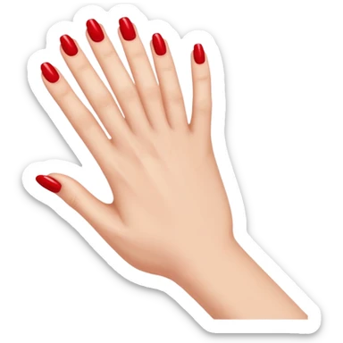 A woman's hand with red nail polish sticker
