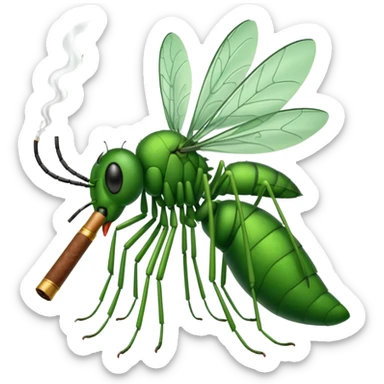 mosquito verde fumando un cigarro sticker