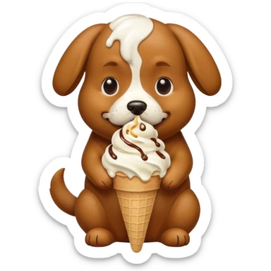 dog eating icecream sticker