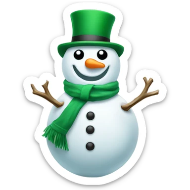 Snowman with a green hat sticker