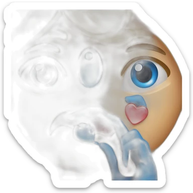 Cœur rouge à l'œil gauche et cœur bleu à l'œil droit en souriant sticker