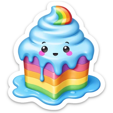 melted paste  rainbow kawaii frosting sticker