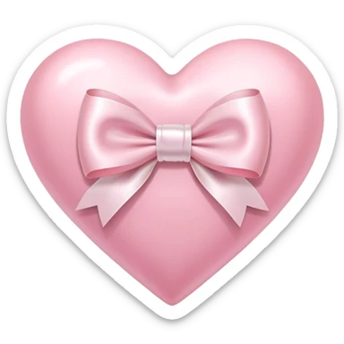 Pastel pink heart with white bow sticker