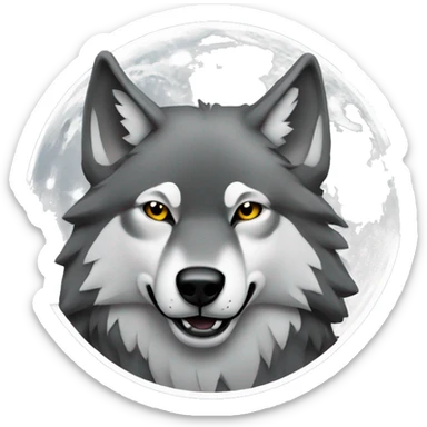 alpha wolf with moon in background  sticker
