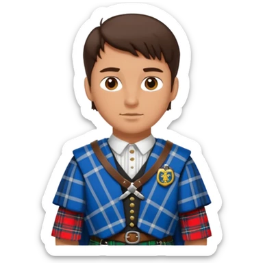  brunette man wearing scottish traditional clothes sticker