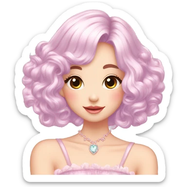 Dreamy pretty elegant kawaii shiny blushing shy pastel lady kawaii beautiful hair naturecore fairycore cottagecore jewels trending aesthetic sticker