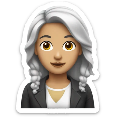 mujer con coleta y cabello blanco y ga sticker