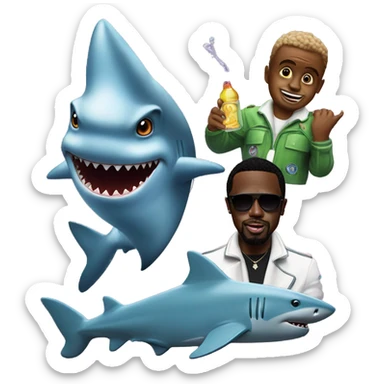 Shark with aliens, and p.diddy with baby oil sticker
