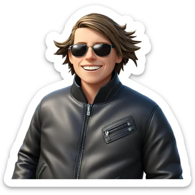 smiling boy in leather jacket sticker