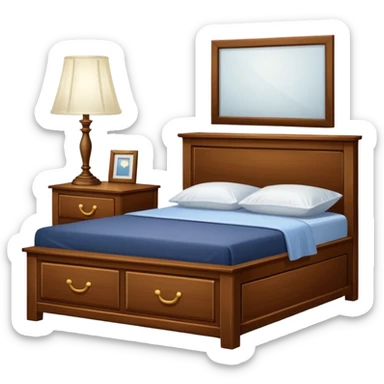A Cupboard-commode-drawer-night-bed-stand furniture with a night lamp NEAR BED sticker