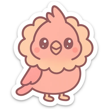 a cardinal bird with a furry mane, whimsical and friendly sticker