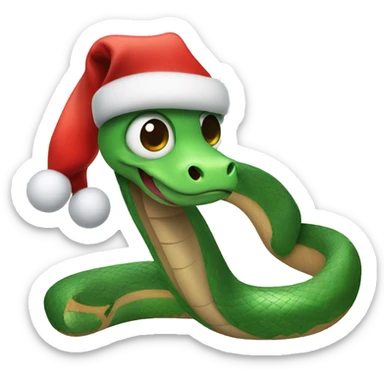 cute snake in a Christmas cap sticker