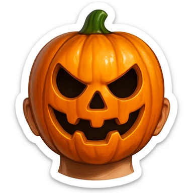 face with orange pumpkin mask emoji, digital illustration sticker