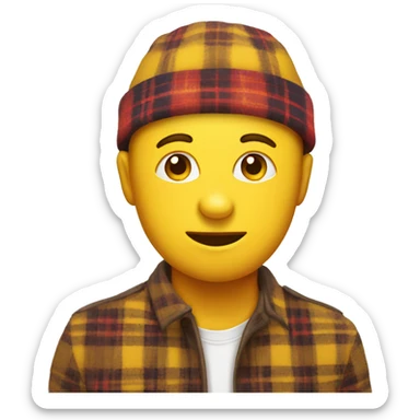 Yellow round emoji in a tartan hat sticker