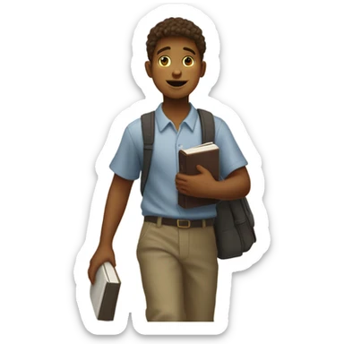 A Jehovah's witnesses boy how walking on street and carry on is Bible sticker