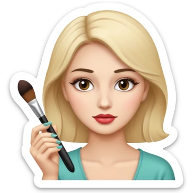 Beautiful woman doing makeup sticker