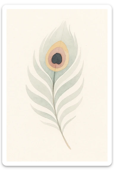 peacock feather, watercolor illustration, soft colors, artistic brush strokes sticker