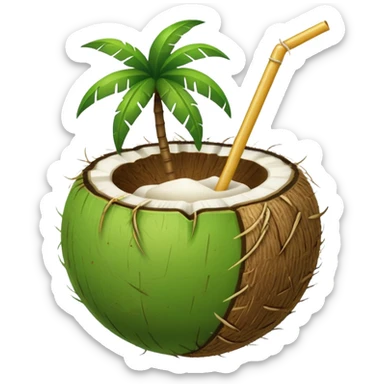 green coconut with straw sticker