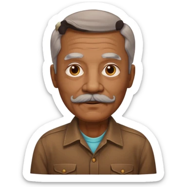 mustached elderly man with brown vintage shirt sticker