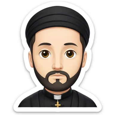 an Orthodox priest in black clothes without a headdress sticker