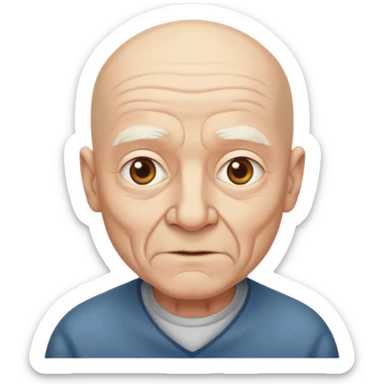 Bald old man with no facial hair sticker