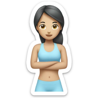 asain girl doing pilates wearing pastel blue sticker