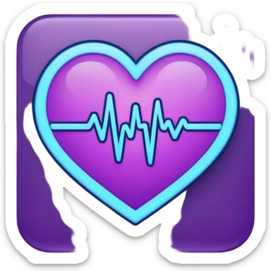 heart pules tech with the pules symbol in the middle, make the hart dark purple. navy blue outline sticker