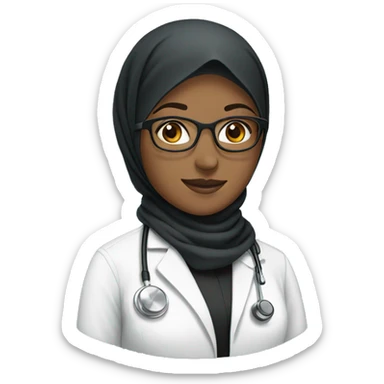 Doctor wears hijab and glasses  sticker