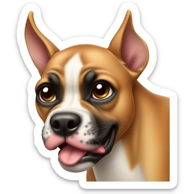Fawn boxer with under bite, tongue sticking out sticker