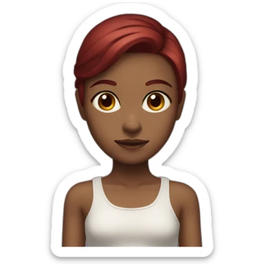 Girl bronze skin with dark red straight hair, Hanzel eyes sticker