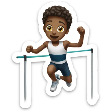 Boy doing high jump sticker