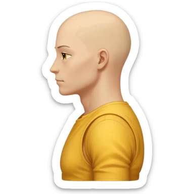 Emoji of Shoulders Muscle from side view. He has big shoulders. His skin is completely yellow and has no hair or facial expressions and has no clothing. sticker