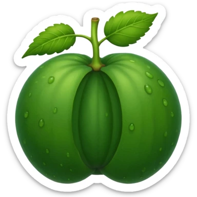 Un fruto verde oscuro con puntos verdes más oscuros Y con patas redondas y con un tallo con forma de C sticker