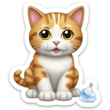 lily cat with big brown ice sticker