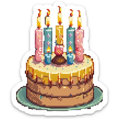 dangao Chinese birthday cake with candles, pastel colors sticker