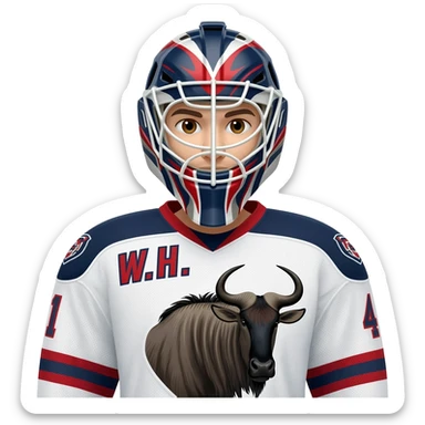 Hockey Goalie WH initials Wildebeest sticker