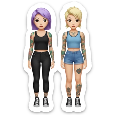 TATTOOED GIRL FULL BODY DIFFERENT HAIRSTYLES COLORS sticker