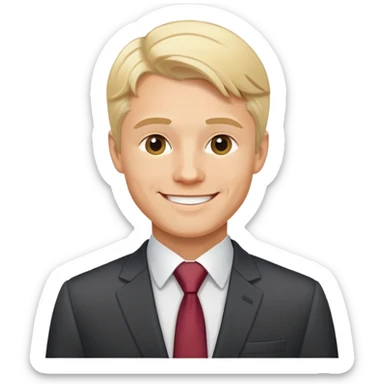 Oleg Tinkov, smiling, blond hair, wearing a business suit sticker