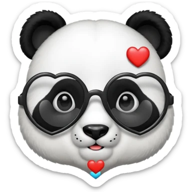 Panda with heart glasses sticker