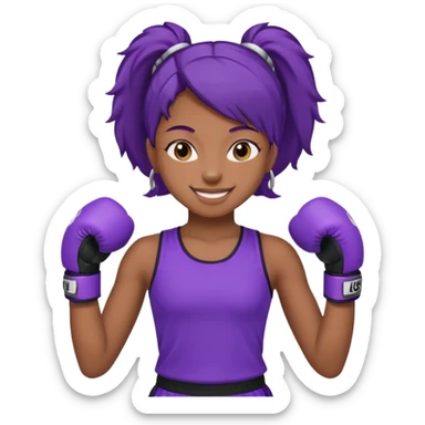 now make a girl whose black in purple kickboxing full shirt sticker
