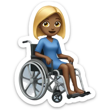 Girl in wheelchair with scissors sticker