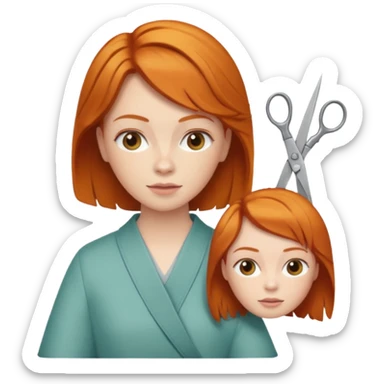 ginger woman getting haircut sticker