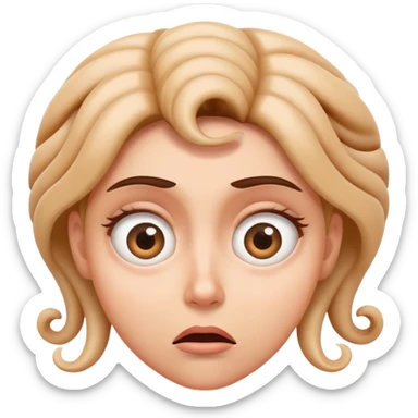 Woman looking perplexed with spiral eyes and dizzy expression sticker